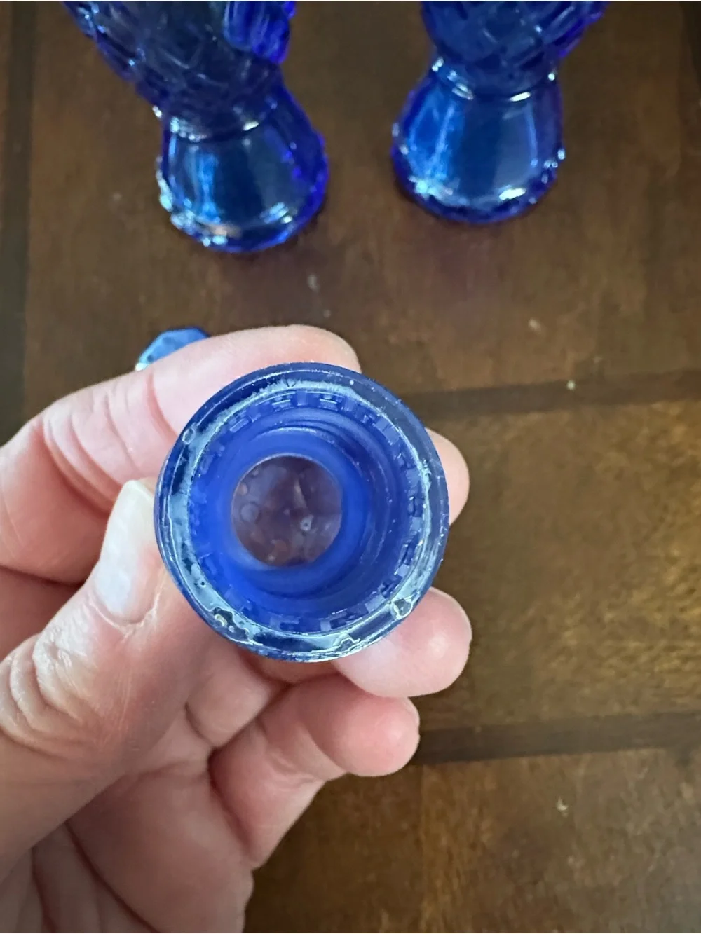 Vintage Avon Cobalt Blue Diamond-Texture Glass Shakers